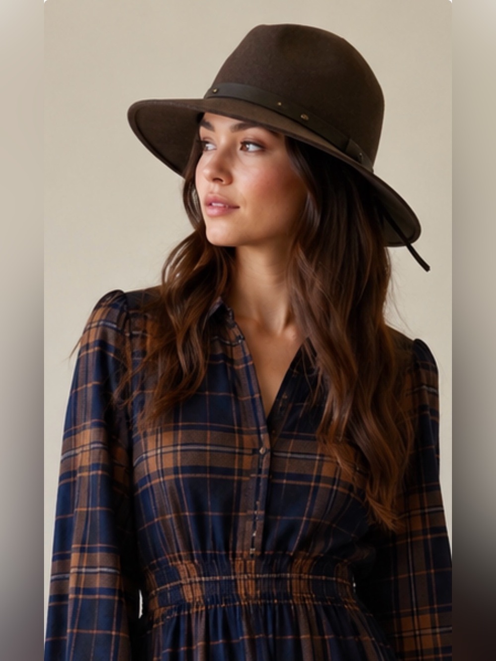 D&Y Dark Brown 100% Wool Hat‎ with Brim